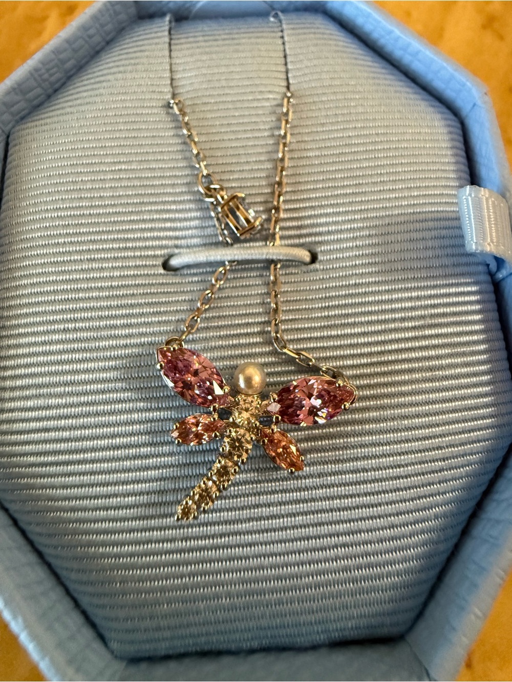 Swarovski Gold-Tone Dragonfly Necklace with Pink Crystals